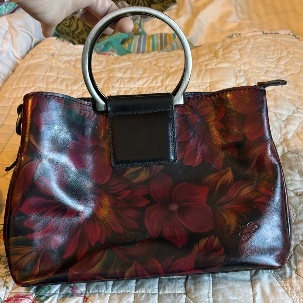 FALL COLORS SALE Patricia Nash Empoli Rustic Mums Metal Handle Handbag